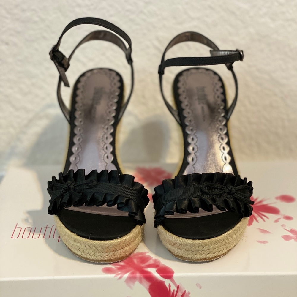 Black Satin Wedges